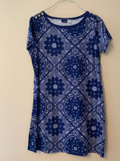 Basic Editions Navy/White Bandana Dress Medium 8/10 Women's 8