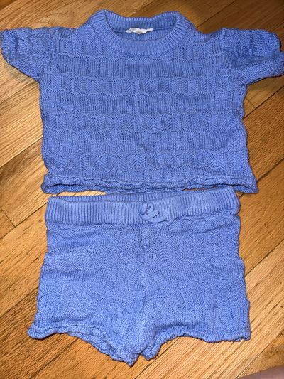 Jessica simpson Blue knit short sleeve top and short set 3T