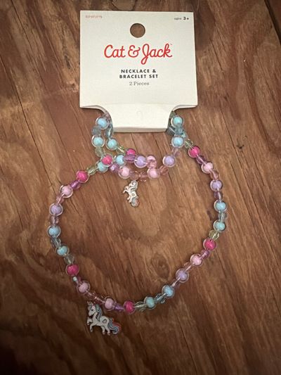 New Cat & Jack Unicorn Bracelet Necklace Set