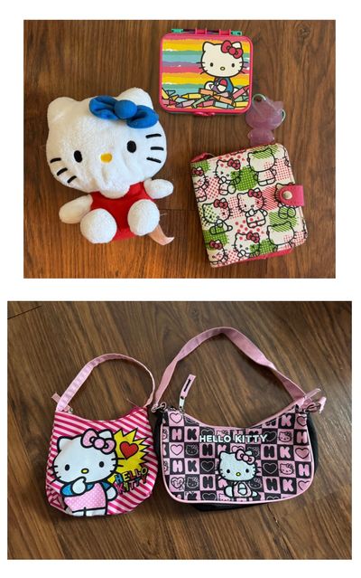 Hello Kitty Two small purses, wallet, plush doll ice pack holder