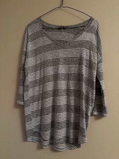 Market and Spruce Gray Heather Striped Sweater Women's - M