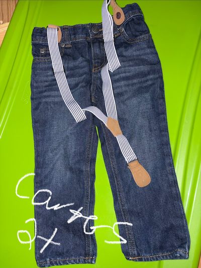 Carters Jeans dark wash w suspenders 2T