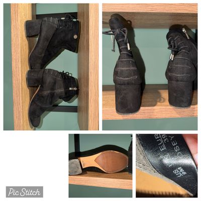 Frank Sarto Suede black booties lace up back 9 (Adult)