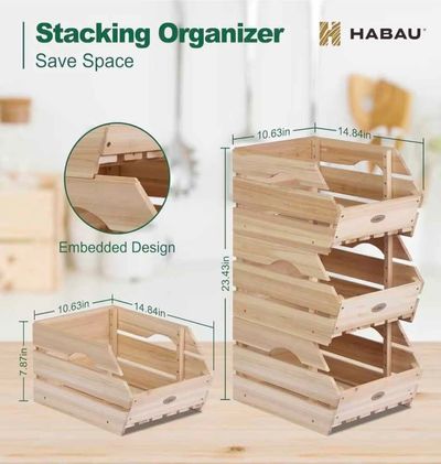 New 3 set Wooden Organizers Stack or Separate