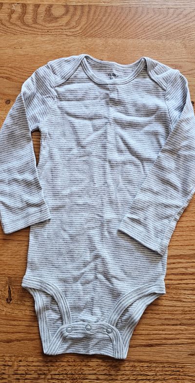 Carter's Like new Boys 18M bodysuit feature white and gray stripes 18 Months