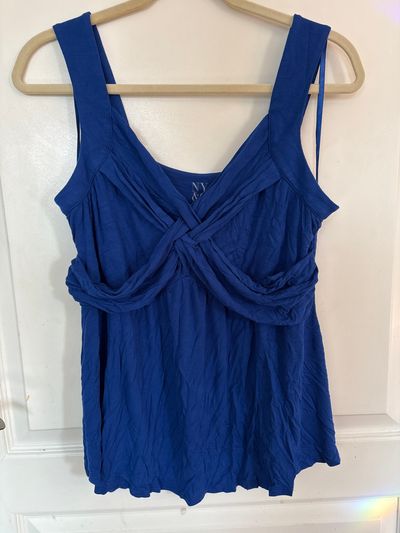 By and Co blue cross cross front sleeveless top  Women's - L
