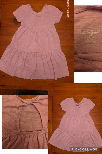 Cat and jack Short-sleeve, tiered knit dress with a twist-back detail 10-12
