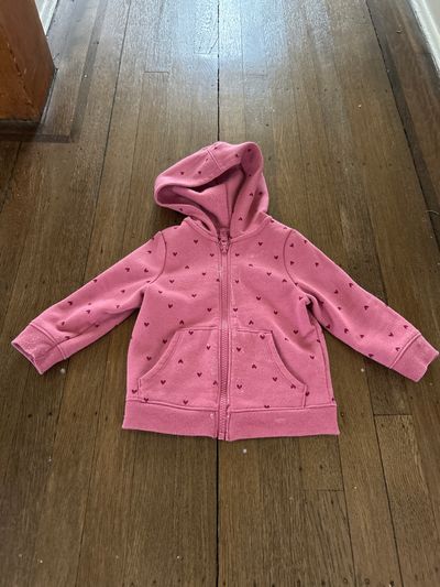 Cat and Jack Pink Heart Hoodie 12-18 Months