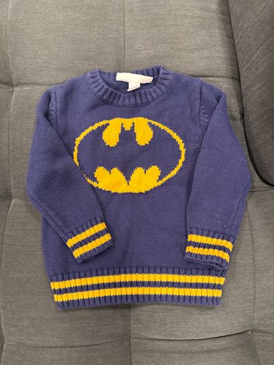 BabyGAP Navy blue Batman sweater with gold trim 2T