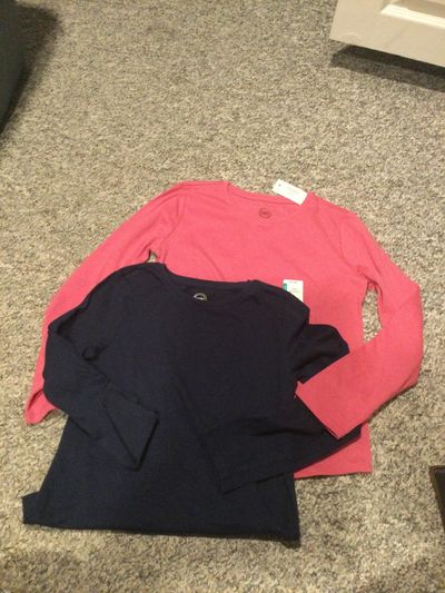 Wonder Nation New pink with tags long sleeve and navy long sleeve 10-12