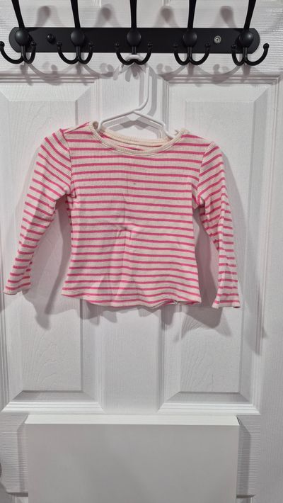 Old Navy thermal pink stripe LS top 2T