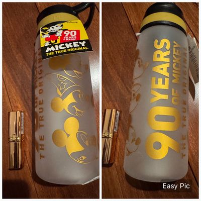 Brand new Mickey Mouse Tumblr 25 ounces Gold black and clear