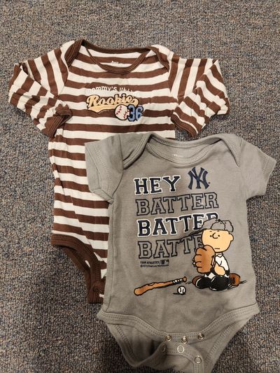 Team Athletics and Carter's Baseball long sleeve and short sleeve onesies 0-3 Months