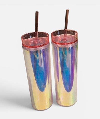 2 Pack Holographic Pink Party Water Bottle new, never used