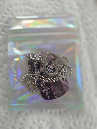 Brand New Handmade Dog Tag Paw Print heart necklac Purple