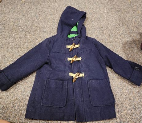 Cherokee Navy winter coat with hood, zipper and buttons 18 Months