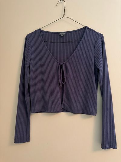 Lily Rose Cobalt Blue Long Sleeve Ribbed Top Women's - S