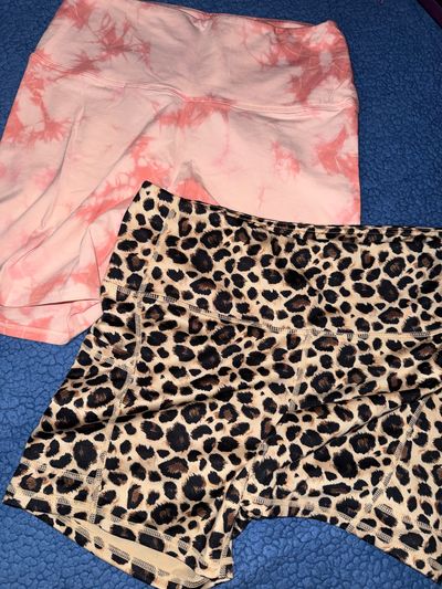 VS PINK & Amazon Lot of 2 biker shorts - peach tie dye and leopard Women's - M