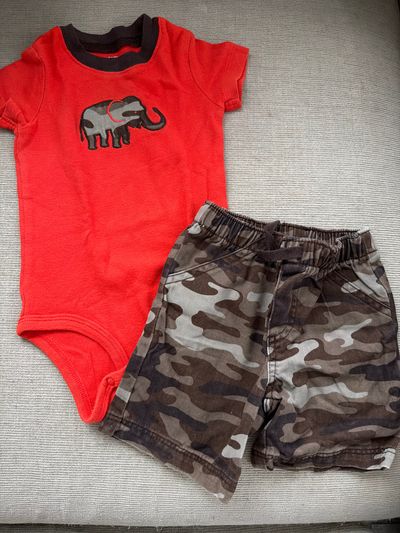 Carters Camo Elephant Shorts Set  12 Months