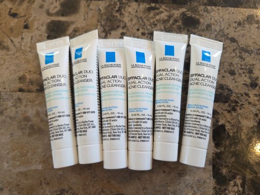 Lot of 6 La Roche-Posay 10ml bottles Dual Action Acne Cleanser