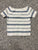 La Hearts White sweater top w blue stripes 7-8