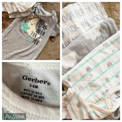 Gerber Set of 4 short sleeve onesies 3-6 Months
