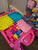 Mega Blocks table and assorted blocks Used condition. Over 100 blocks included