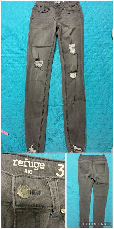 Refuge RIO grey skinny jean w/rips Grey w rips on front legs Junior S - 3
