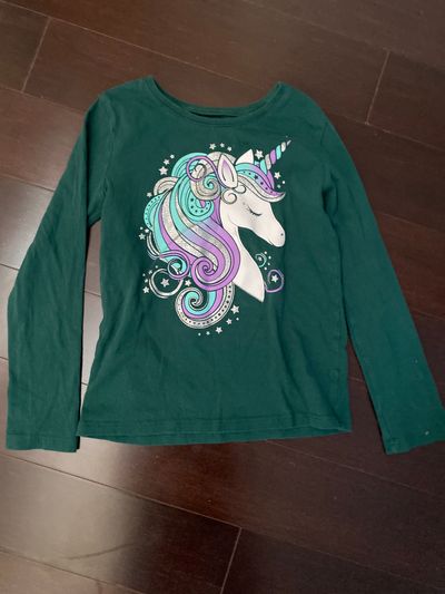 Place Green unicorn long sleeve shirt size 5/6 5T