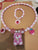 jewelry set features pastel pink and white beads, jewelry set features pastel pink and white beads,