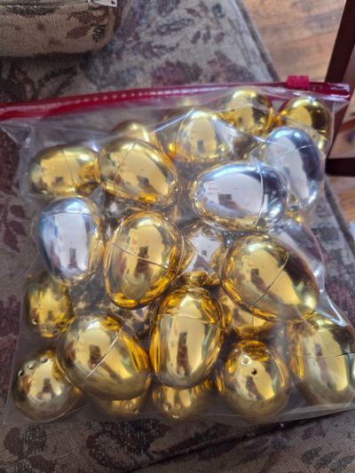 40 Mixed Silver and Golden Metallic Fillable Plastic Easter Eggs
