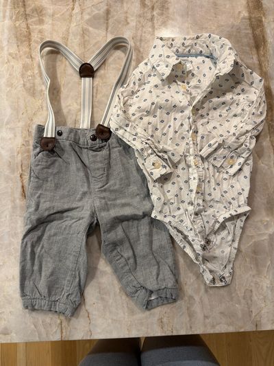 Button down onesie and dress pant  12 Months