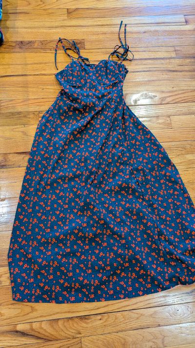 _Fashion Union navy blue dress w red flowers Size 0 petite Junior XS - 0