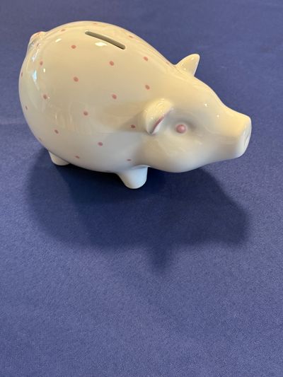 Tiffany piggy bank White pink 9x5