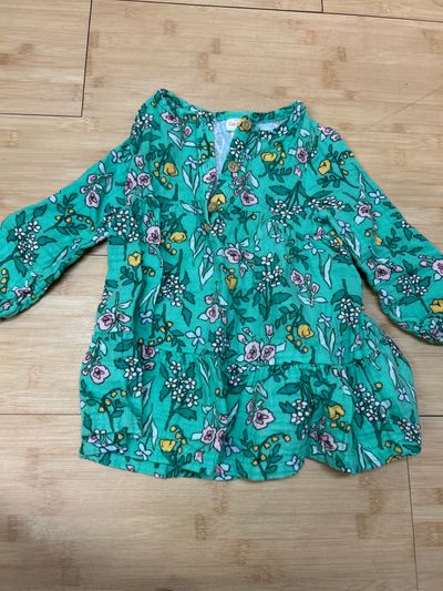 Cat and Jack Green floral long sleeve dress 12-18 Months