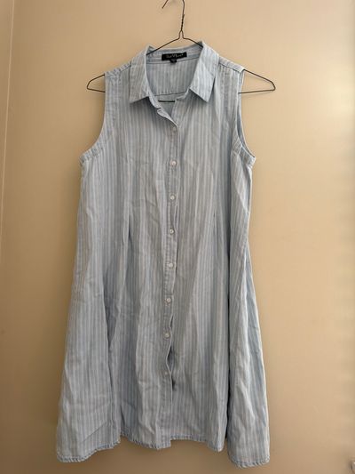 Velvet Heart Light Denim Blue Striped Soft Dress Women's - S