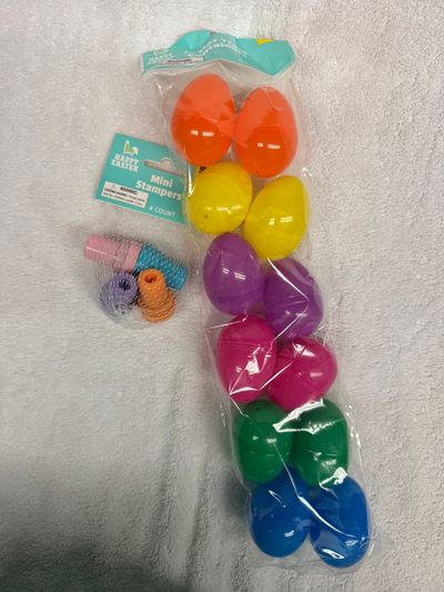 Brand New Plastic Easter Eggs & set of 4 stampers Brand New Plastic Easter Eggs & set of 4 stampers