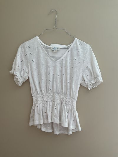 Jun Ivy White Eyelet Top Women's - XS
