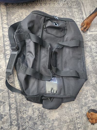 Black duffle bag