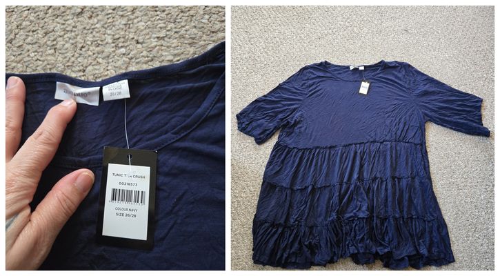 New Avenue Navy top tiered tunic sz 26/28 Women's 2X