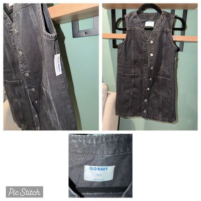 Old navy New Black button down denim dress 10-12