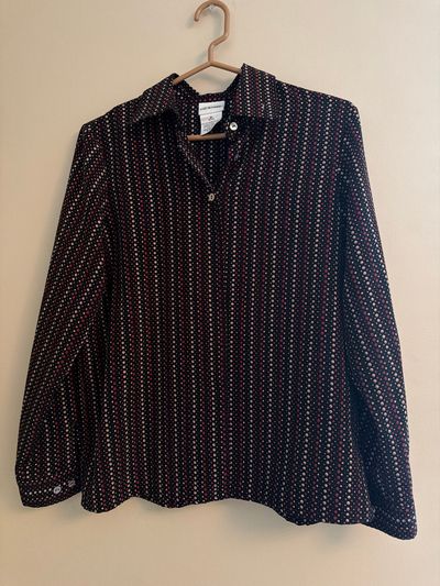 Liz Baker Size 8P Red Tan Black Dress Shirt Women's - S