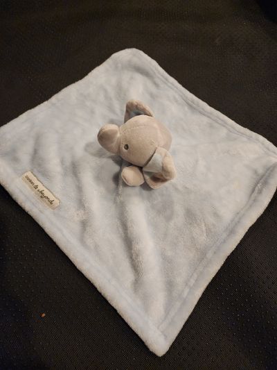 Blankets & Beyond gray plush elephant security blanket lovey.