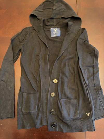 American Eagle black long cardigan with pockets And hood Women's - S
