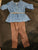 Janie and Jack, little Lass 2-piece outfit a star-print denim top and brown legging. As in pi 2T