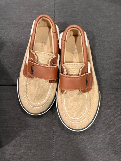 Polo Ralph Lauren Polo RL Velcro khaki shoes barely worn!!!! 8 (Toddler)