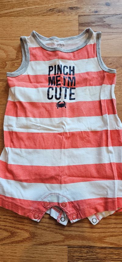 Carter's This sleeveless romper feature playful words n cute crab graphic 12 Months