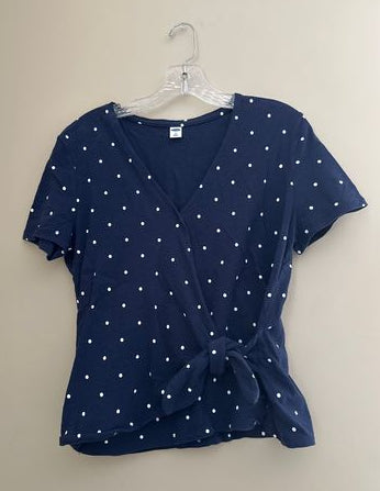 Old Navy White/Navy Polka Dot Top Women's - M