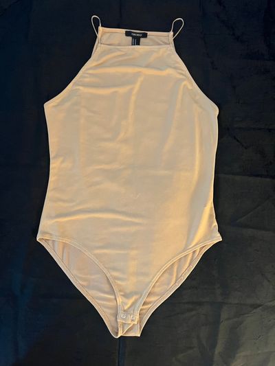 FOREVER21 Tan Colored String Strapped Body Suit Junior M - 5