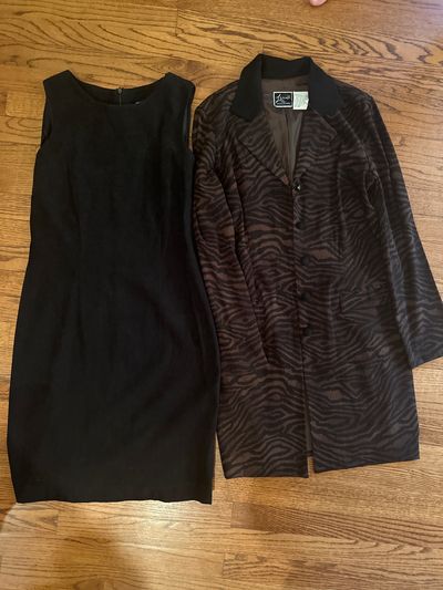 Lennie 2 Piece Black Dress Brown/Black Leopard Jacket Women's 6